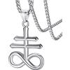 FaithHeart Collana con Ciondolo Croce Satanica Croce Leviatano Doppia Croce Gioielli Satanisti Figo Hiphop Punk Rock Collana di Colore Argento/Nero/18K Oro Placcato da Uomo/Unisex