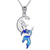 YAFEINI Collana a forma di sirena, in argento Sterling, con ciondolo a forma di luna con perle, idea regalo per donne e donne