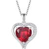 FJ Collana Rubino Cuore in Argento Sterling 925 Collane con Ciondolo Ala d'Angelo con Luglio Pietre Portafortuna Gioielli Regalo per Donna