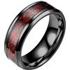 HIJONES Squillare Matrimonio Celeste 8mm in Fibra di Carbonio Nero Rosso Celtico Drago Uomo Acciaio Inossidabile Taglia 25