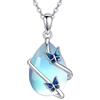 YAFEINI Collana da donna a farfalla, in argento Sterling 925, con ciondolo a forma di pietra di luna