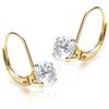CARISSIMA Orecchini pendenti con zircone tondo 6 mm da donna in oro giallo 9 ct