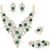 Clearine Matrimonio Sposa Simulato Cristalli di Perla Strass Cluster Dichiarazione Collana Catena Bracciale Orecchini Penzolanti Anello Set Gioielli per Donne Spose Colore Smeraldo Oro-Fondo