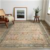 GENIMO - Tappeto Vintage 120x170cm - Antiscivolo, Lavabile, Con Pelo Corto - Per Soggiorno, Camera da Letto, Cucina - Rosso Mattone