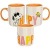 United Labels The Peanuts Snoopy - Tazza da caffè Happy Tazza in ceramica, 320 ml, colore: Bianco/Arancione