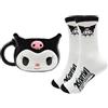 Blue Sky Studios Kuromi - Set di tazze e calzini 3D da 350 ml, in porcellana, misura 4-7, calzini Kawaii, set regalo per ragazze, Hello Kitty e amici