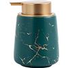 Coffeezone 11 oz Marble Gold Inlay Ceramic Lotion Dispenser Liquid Hand Soap Dispenser Pump Bottle for Kitchen Bathroom (Marble Green)