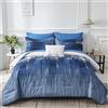 Dinjoy Set copripiumino blu sfumato blu sfumato blu grigio boho set di biancheria da letto per uomini e donne 8 pezzi set di biancheria da letto in una borsa bohemien set con piumone, lenzuola, federe e
