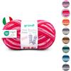 120 Gründl Lana Hot Socks Como, gomitolo di lana per calzini, 4 strati, 1 gomitolo da 100 g/420 m, 75% lana vergine (superwash), 25% poliammide), lampone, fucsia, rosso ciliegia, bianco