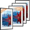 Alyvisun 4 Pack A3 Cornici, Cornice Foto A3 Display Pictures 20.5x28.7 cm con Passepartout o 28.7x41 cm senza Passepartout, Cornice Foto Orizzontale e Verticale per Muro o Tavolo, Nero