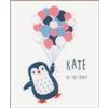 VERVACO Kit Punto Croce Contato CIAO PINGUINO Annuncio Nascita Punto Croce ca. 22 x 30 cm Regalo Personalizzato Set Fai Da Te Attività Creative Adulti Benvenuto Bambino Cross Stitch
