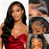 Beluck Parrucca Donna Capelli Veri Umani 13x6 HD Transparent Lace Front Wig Human Hair Parrucca Afro Capelli Veri Body Wave Wig Glue Parrucca Nera Riccia Donna Con Colore Naturale 20 Pollici