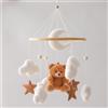 Promise Babe Baby Mobile Porta lettino in legno Porta fasciatoio Baby Music Box Nuvole bianche Luna Nuvole bianche Luna Orso marrone Ciondolo Mobile Baby Room