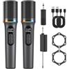 CARUDI Microfono Wireless dynamic RGB lighting, dual Microfono, 5-level volume adjustment, 40-hour battery life. microphone for singing，suitable for Microfono karaoke, parties, and presentations.