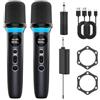 CARUDI Microfono Wireless, Dual Handheld Microfono System with One-Touch Mute, Dynamic RGB Lighting, 40-Hour Battery Life & 200-Foot Range, Ideal for Karaoke, Weddings, Parties, and Presentations