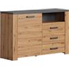 trendteam smart living CALICOSY Petit Buffet 1 Porte 3 Tiroirs et 1 Niche L127 cm - Follow