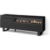 Skraut Home | Mobile TV Soggiorno | Ampio spazio a disposizione | 150x57x35cm | Per TV fino a 65 | Camino elettrico | Design industriale | Stile moderno | Nero