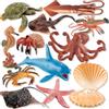 HYAKIDS HAYKIDS 12 Pezzi Animali Marini Giocattoli, Modello Giocattolo Marino 7-14 CM, Tartaruga, Polpo, Aragosta, Set Figurine Animali Oceanici per Bambini 3+ Anni
