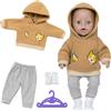 Xerteam Vestiti per bambole da 30-45 cm, vestiti per bambole carini, 1 felpa con cappuccio con elemento animale + 1 pantaloni grigi + 1 gancio + 1 paio di calzini, set di abbigliamento per bambole regalo per