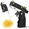MQLSAERI Pistola Giocattolo con Elastico Pieghevole 2 Pezzi con 120 Pezzi Elastici Morbidi Elastici Portachiavi in Gomma Pieghevole in Metallo Lanciatore Pistola per Gioco di Tiro - Nero