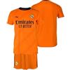 Real Madrid - Completo maglietta e pantaloni, seconda divisa, stagione 24/25, arancione, per bambini, replica con licenza ufficiale