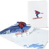 BIROYAL Biglietto Auguri Compleanno 3D sciatore - Biglietto 3D invernale - Buono per vacanza sugli sci - Biglietto pensionamento - Gift card sci per uomo