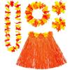 W WIDMANN MILANO Party Fashion - Set costume Hawaii, gonna in rafia, collana di fiori, fascia e braccialetti di fiori, festa estiva, festa in spiaggia, carnevale