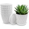 JJYHEHOT 10cm Vasi per Piante, Set di 6 Vaso con Sottovaso in Plastica, Vaso per Pianta Bianco Moderni con Foro di Drenaggio per Piante, Piante Grasse, Fiori, Erbee Cactus