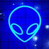 NIWWIN Luce neon aliena blu,luce di segnalazione al neon, Esports Room Atmosfera Luce，Alimentazione a batteria USB/3 AA,decorazione della stanza dei bambini, regalo di compleanno di Natale.