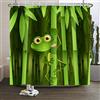 SDOTPMT 180x180cm Carina Rana Tenda da Doccia - Buffo Bambù Cartone Animato, Animale Astratto, Albero Foglie - Verde Tenda da Bagno per Bambini, Poliestere Impermeabile Con Ganci