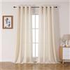 Joydeco Tenda in Lino Naturale Traslucida con Occhielli, Set di 2 Tende Voile 140x220cm per Decorazione Finestra, Drappeggi Interni Moderni per Soggiorno, Camera, Ufficio - Naturale