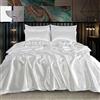 ROOEE Set completo di biancheria da letto in raso di seta, 6 pezzi, lenzuolo con angoli, copripiumino, 4 federe. Colore - Bianco Dimensioni - Singolo