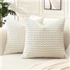 Artscope 2 Pezzi Federe Cuscini in Velluto a Coste per Divano 45x45cm Copricuscini di Bolla Geometrico Decorativa per Salotto Moderno Cuscino per Camera da Letto, Crema Beige