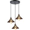 iDEGU 3 Luci Lampadario a Sospensione Industriale Lampada a Sospensione Vintage Stile Edison E27 Plafoniera Lampada da Soffitto per Sala da Pranzo Soggiorno Cucina Bar, 22CM (3 Luci Piatto, Bronzo)