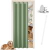 JCyh Tenda Porta Esterna con Bastone, Tenda per Porta con Chiusura Magnetica per Proteggere la Privacy, 1 Pezzo 132x200cm Tenda Termica per Porta, Verde Salvia