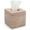 XIMISISE Scatola per fazzoletti in Rattan Quadrato, Scatola per Salviette in Vimini, Scatola da Fazzoletti Intrecciato Decorativa per Bagno, Soggiorno, Cucina, Camera da Letto (Bianco)