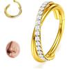 BodyBonita Piercing Naso Cerchio Acciaio Chirurgico 316L 16G CZ Conch Piercing Trago Helix Orecchino Septum Piercing Nostril Cartilage Setto Piercing Naso Anello 14K Oro 10mm Intrecciati