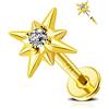 Melighting 16Gauge Orecchino di Cartilagine d'oro Gioielli Trago Threadless Push-in Borchie Labret Helix Piercings Tragus Conch Lobe Earrings