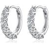 JSGEMSLEE Orecchini a cerchio ipoallergenici con zirconia cubica, da donna, in argento Sterling 925, orecchini a cerchio con zirconia cubica, idea regalo, 0.58 * 0.63 inches (14.7mm * 16mm), Argento