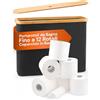 Avilia - Porta Carta Igienica in Tessuto Nero con Coperchio in Bambù Naturale, Design Elegante e Compatto per Accessori Bagno, Facile da Spostare e da Pulire, Capienza fino a 12 Rotoli