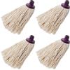 Mery | Mocio in Cotone | Mocio Assorbente | Testa Extra-Large | Attacco Universale a Filetto | Resistente | Naturale | Misure: 22 cm (Confezione da 4)