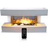 Classic Fire Camino Elettrico Toronto - 230V/2000W - Bianco - Stufa - con Telecomando - Effetto Fiamma a LED