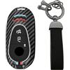 KUNIO Custodia per chiave auto, adatta per Mercedes Benz Classe C W206 GLC X254 EQE 350 GLC 300 4MATI S classe 2023 2024 portachiavi fibra di carbonio metallo 3 tasti custodia portachiavi C nero