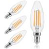 FLSNT Dimmerabile E14 LED Light Bulb, 6,5 W Small Edison Screw E14 Candle Bulbs, C35 SES E14 Bulb 2700 K Warm White, Clear Glass, Pack of 4