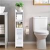 powerking Portarotolo di carta igienica per piccoli spazi, portaoggetti bianco per WC con ante e mensole, vetrina sottile da pavimento