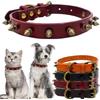 Hotlion Collari per cani a spillo, cinturino in pelle per cuccioli, collare in stile punk, con borchiato, resistente, con fibbia, regolabile, per cani di piccola taglia e media taglia M, colore: rosso