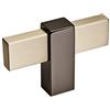 Amerock Mulino - Pomello per armadietto, 60 mm, colore: argento champagne/nero