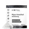 HIVITAL foods Myo Inositolo 4000 mg. Pack da 600 g. per 5 mesi di trattamento. Regolatore ormonale 100% Vegano. Il Myo-Inositolo per aiutare con la PCOS o PCOS. Prodotto in Europa da HIVITAL