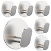 Adurei Ganci Adesivi 6 Pezzi Portasciugamani in Acciaio Inox Rotondo Gancio Appendiabiti Attaccapanni Muro Gancio Appendi Accappatoio Appendiabiti Impermeabile Antiruggine per Bagno e Cucina, Argento