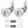PATIKIL 2 Pz Combinazione Serratura a Camma Serratura a Cilindro Argento | Serratura a Combinazione a 3 Cifre, Cromato da 13/16, Lega di Zinco, Senza Chiave, per Armadietto, con Vite